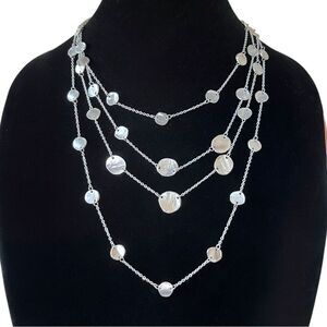 Karine Sultan Silver Station Coin Multi Strand Necklace